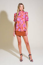 Load image into Gallery viewer, High Neck Double Puff Sleeve Top