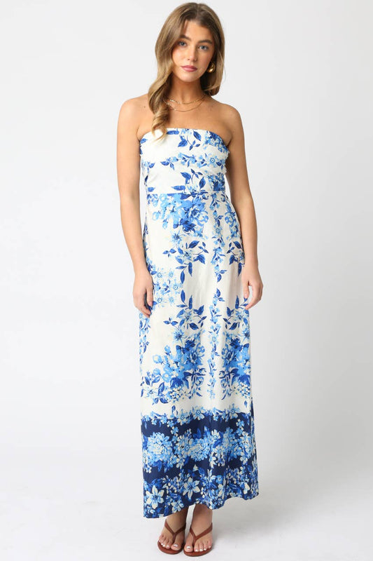 Strapless Floral Maxi Dress