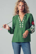 Load image into Gallery viewer, Embroidered Tassel Tie Top