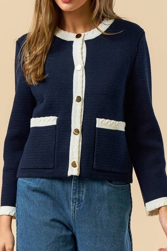 Loop Detail Sleeve Cardigan Top