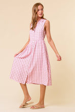Load image into Gallery viewer, Windowpane Plaid Midi Shirt Dress