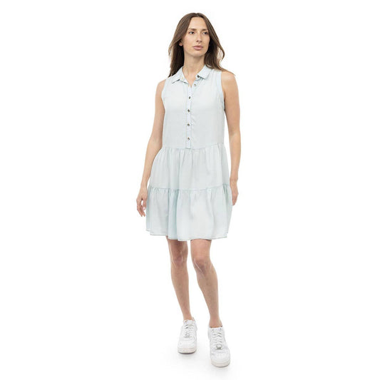 Collar Button Down Sleeveless Tencel Dress