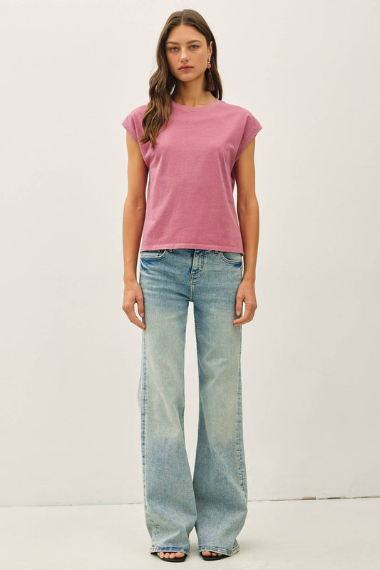 Basic Acid Wash Cap Sleeve Top