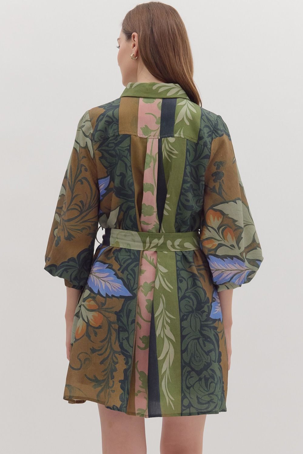 Balloon Sleeve Tie Waist Mini Dress