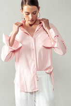 Load image into Gallery viewer, High-Low Curved Hem Button Down Shirt