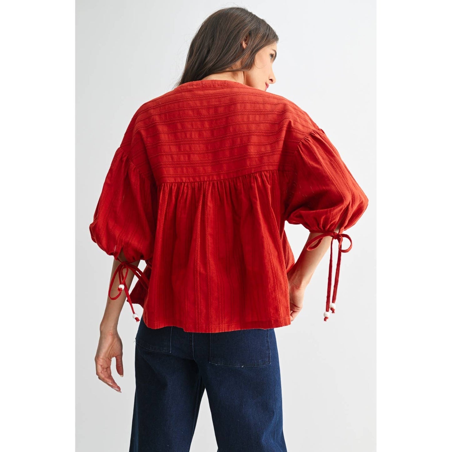 Embroidered V-Neck Boho Blouse Top