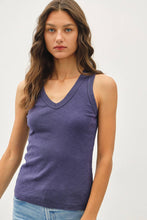 Load image into Gallery viewer, Fitted Slub Cotton V-Neck Tank Top