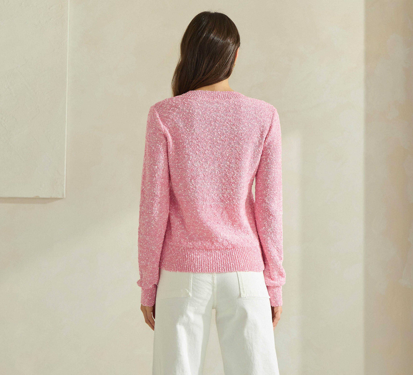 Two Tone Boucle Front Pocket Sweater