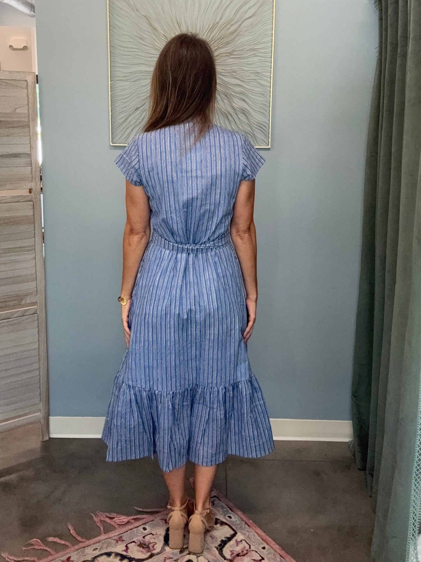 The Juna Dress- Cornflower Stripes
