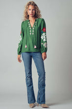 Load image into Gallery viewer, Embroidered Tassel Tie Top
