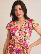 Load image into Gallery viewer, Faux Wrap Wide Side Tie Ruffle Dress
