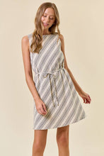 Load image into Gallery viewer, Striped Boat Neck Belted Mini Dress
