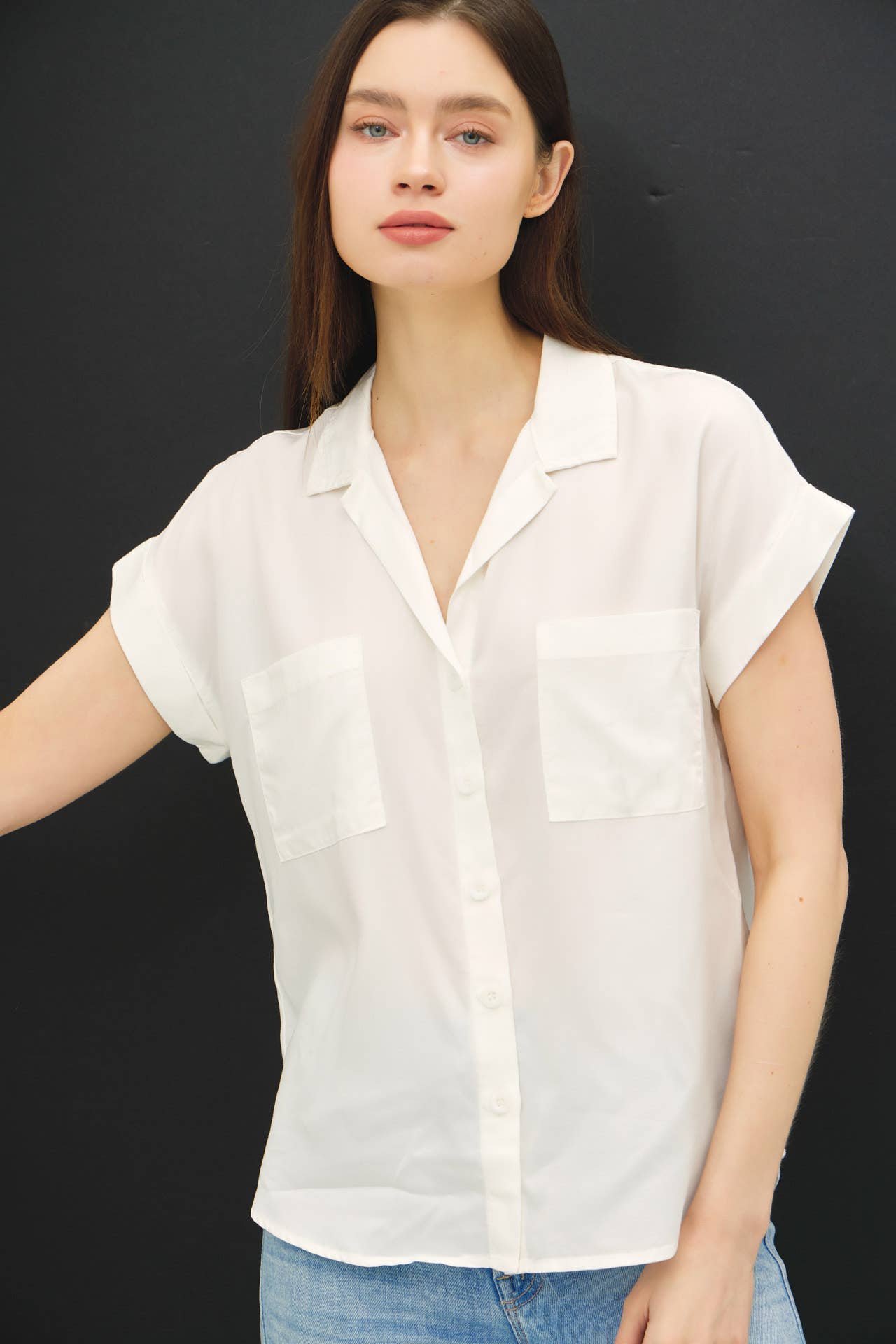 Dolman Short Sleeve Pocket Top