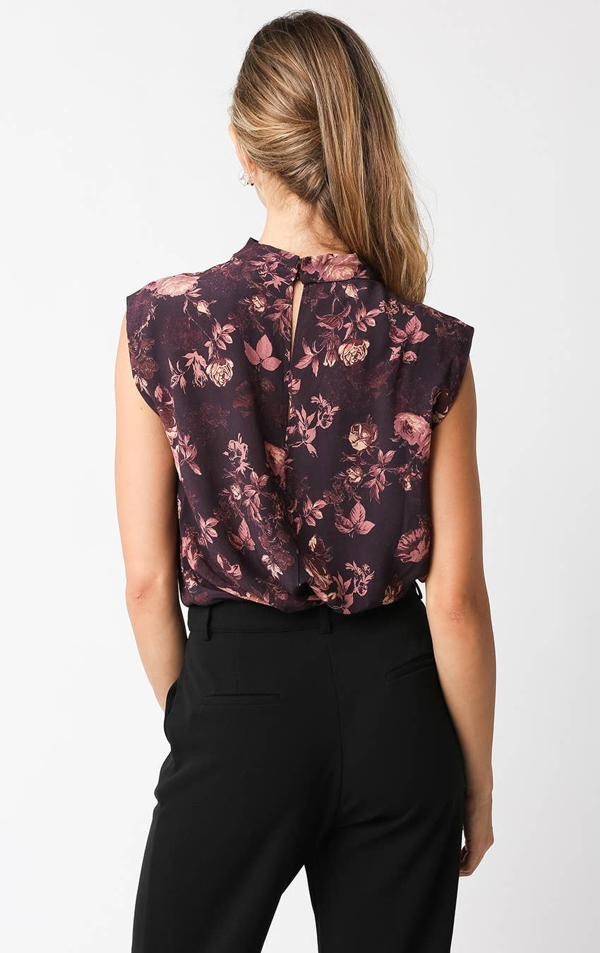 Mock Neck Sleeveless Blouse Top