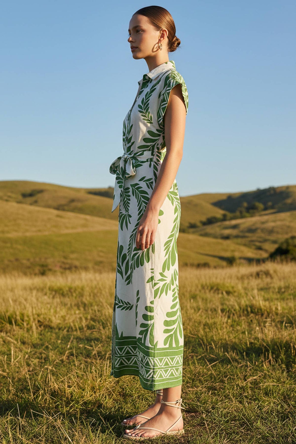 Green printed Dress