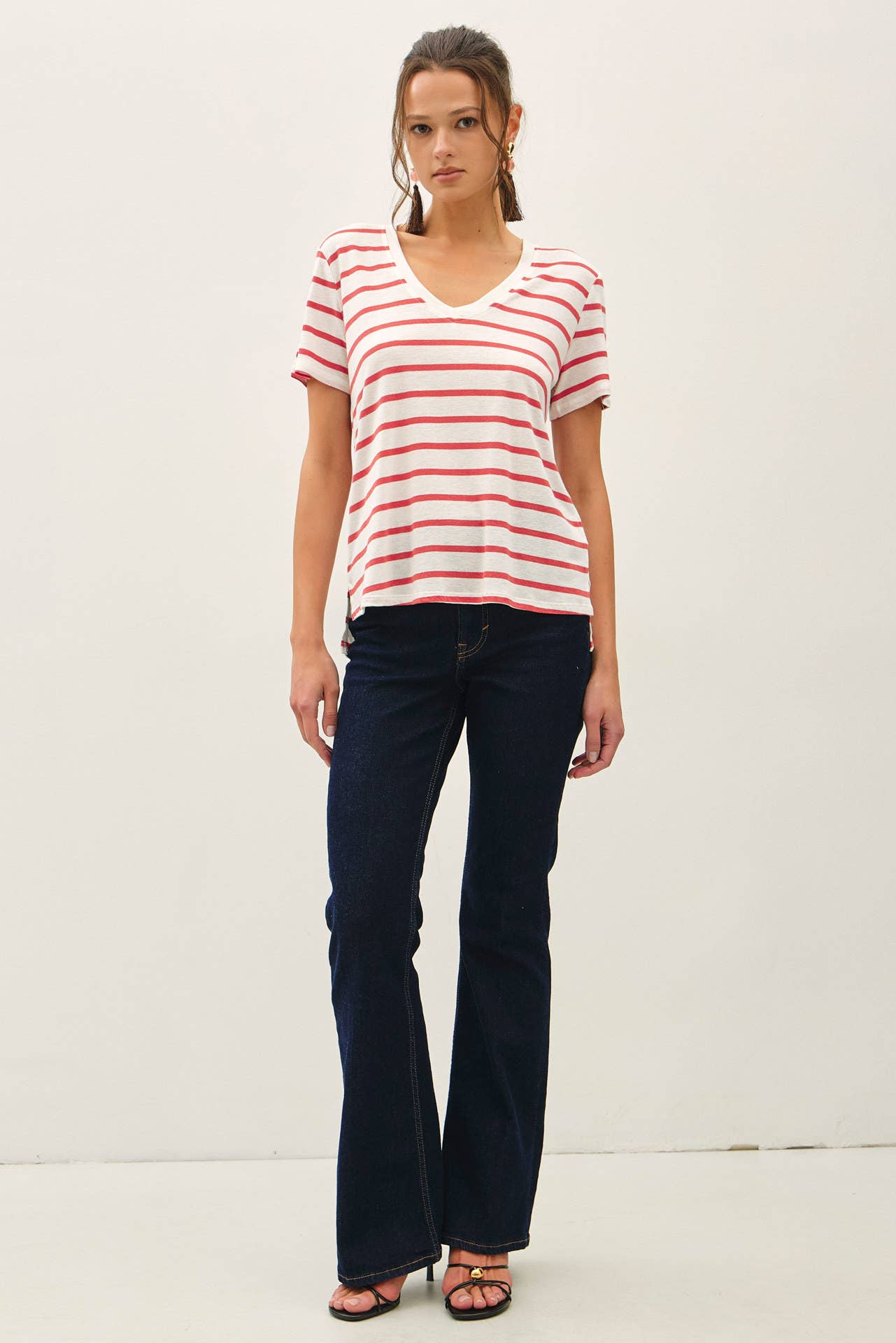 Linen Blend Striped Relaxed Top