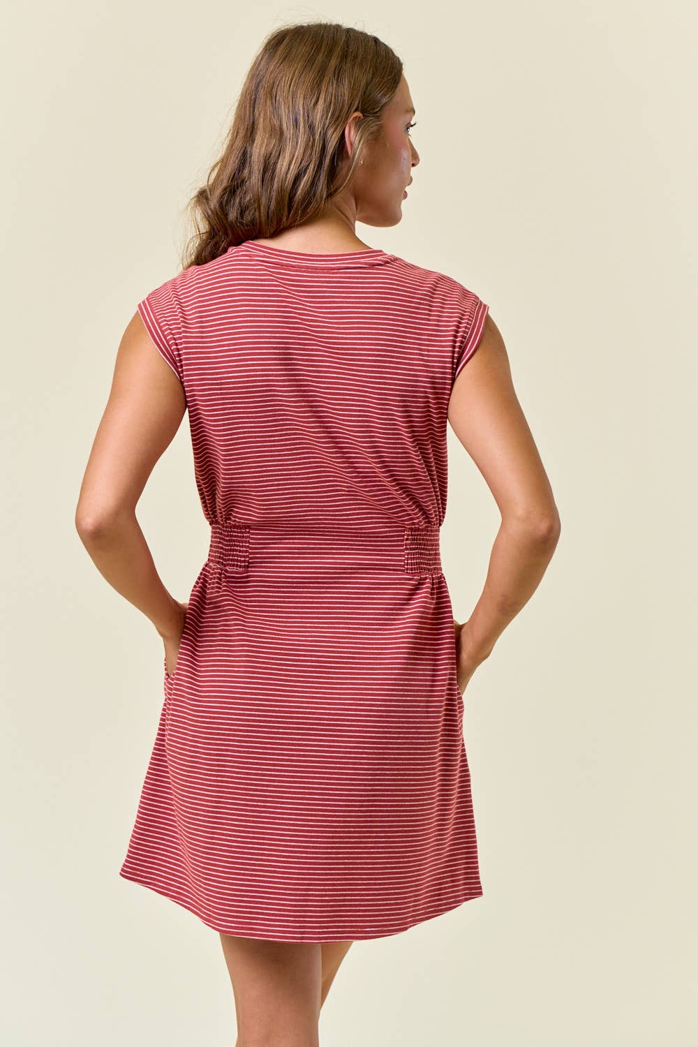 Striped Muscle Sleeve Mini Dress