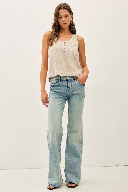 Boxy Cropped Henley Tank