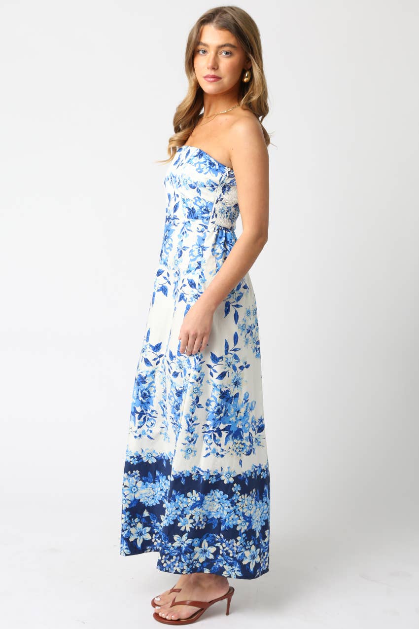 Strapless Floral Maxi Dress