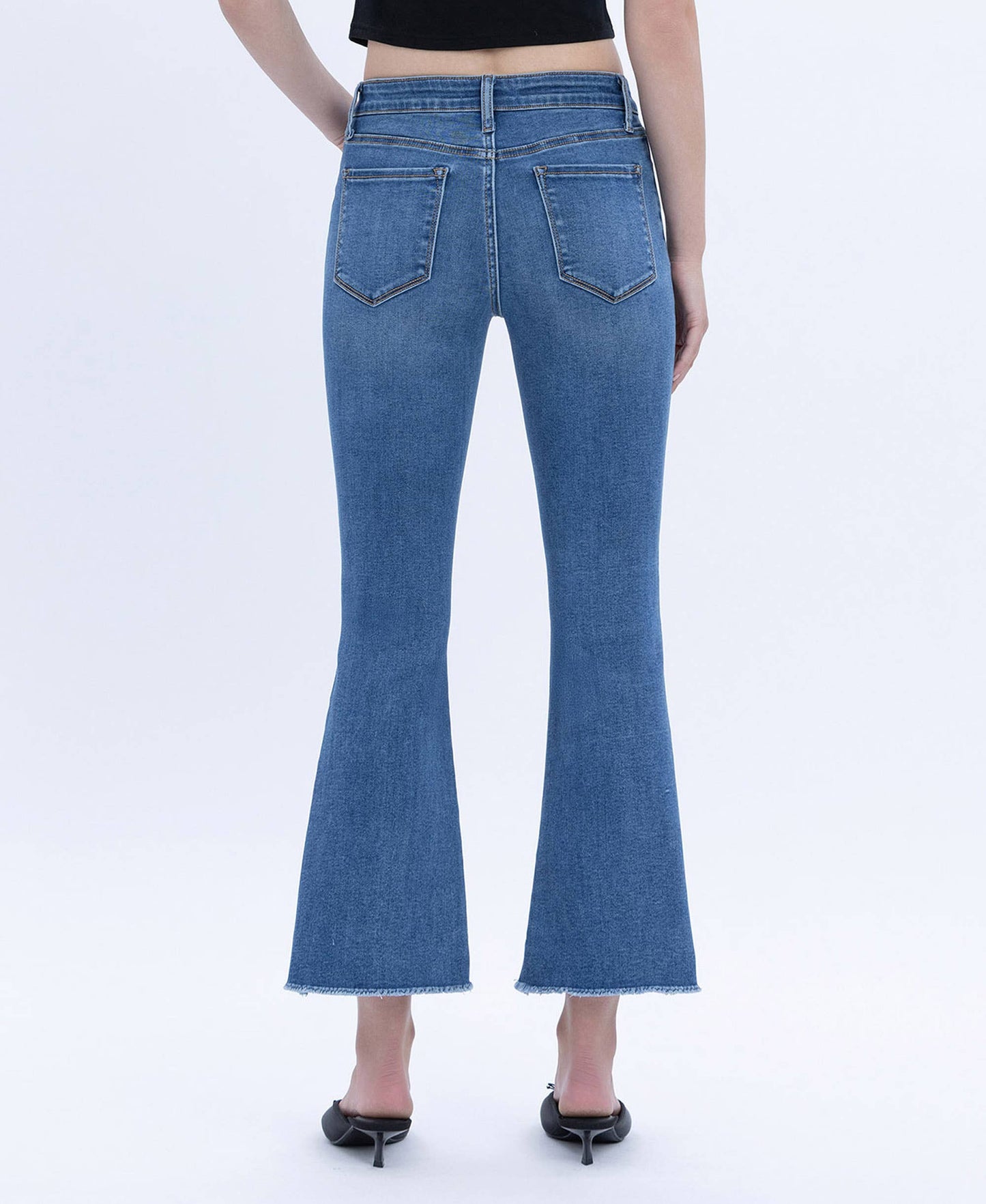 Alison Mid Rise Step Hem Crop Flare