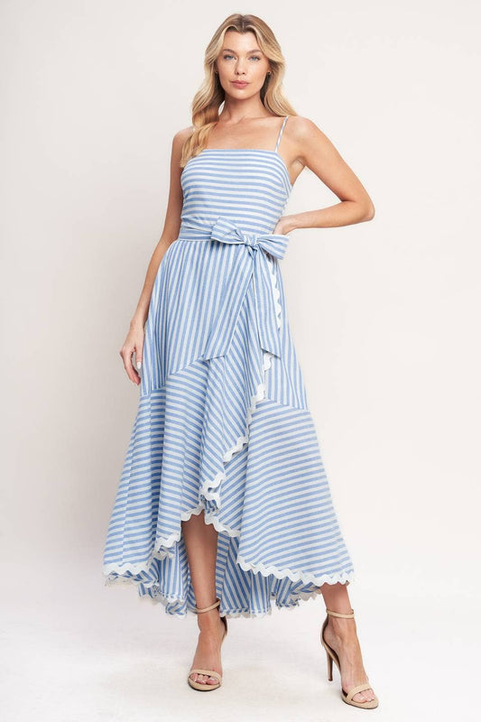 Striped Ric Rac Trim Midi Dress