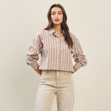 Load image into Gallery viewer, Striped Button Down Crop Length Shirt
