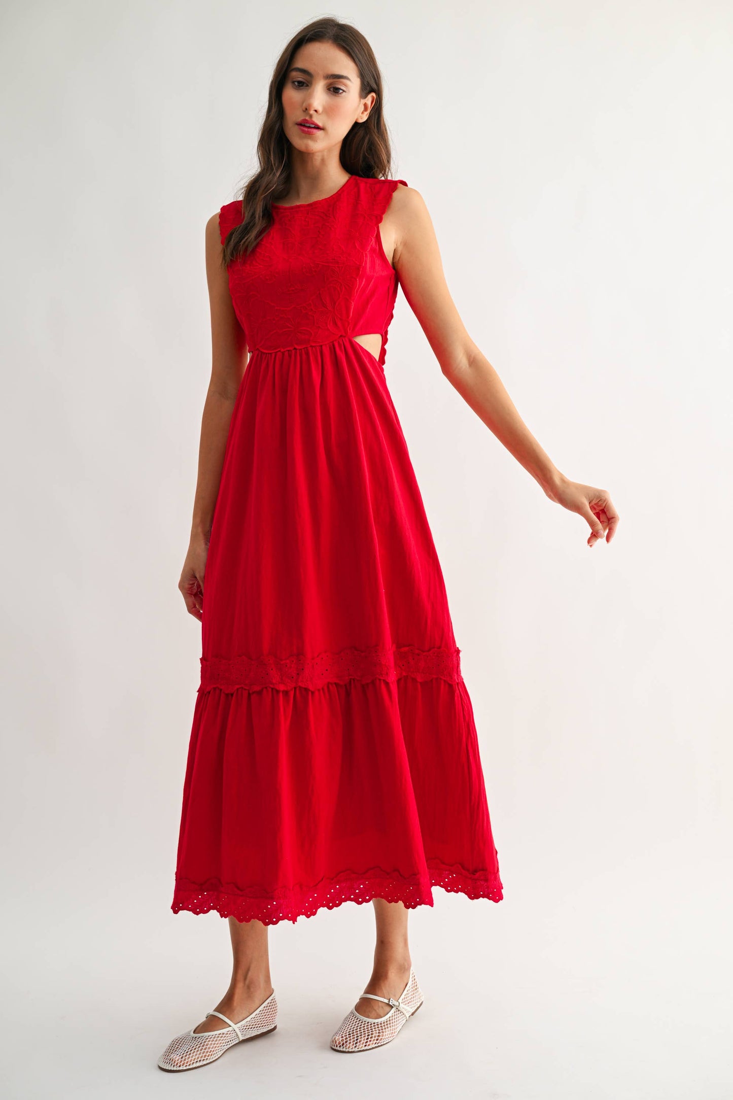 Rental- Camellia Red Cut Out Maxi Dress
