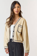 Load image into Gallery viewer, Contrast Stripe Crop Cardigan
