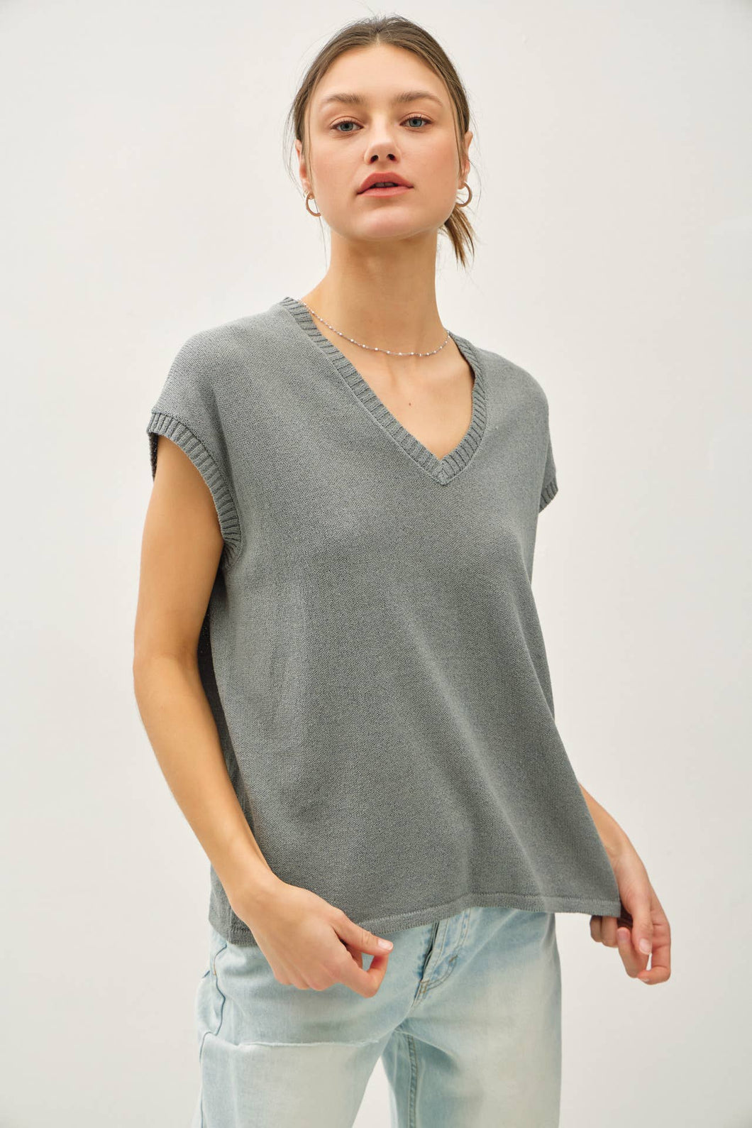 Relaxed V-Neck Sweater Tank