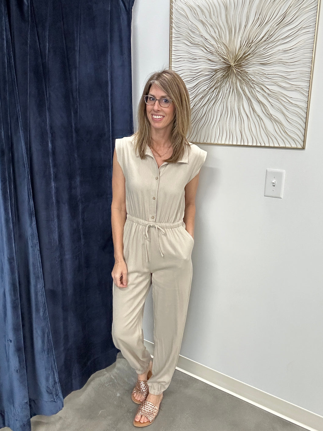 Collared Button Down Jumpsuit