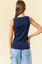 Load image into Gallery viewer, Scalloped Scoop Neck Sleeveless Knit Sweater Top
