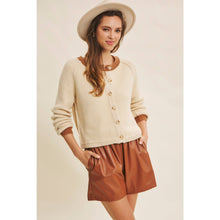 Load image into Gallery viewer, Chunky Knit Contrast Collar Cardigan Sweater
