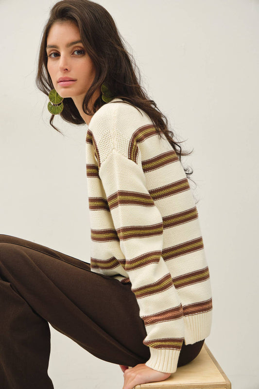 Textured Retro Stripe Sweater