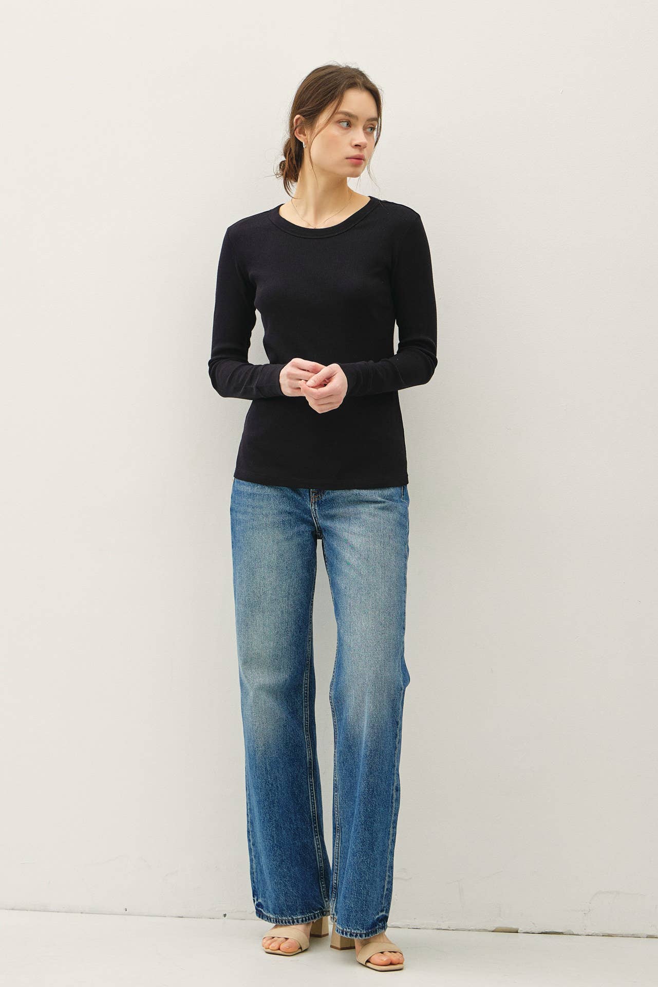 Ribbed Round Neck Long Sleeve To