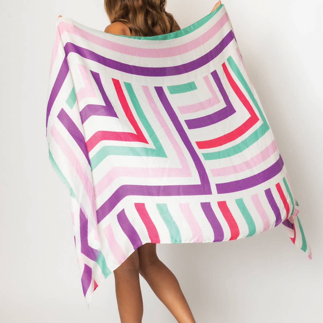 Abstract Geometric Print Scarf