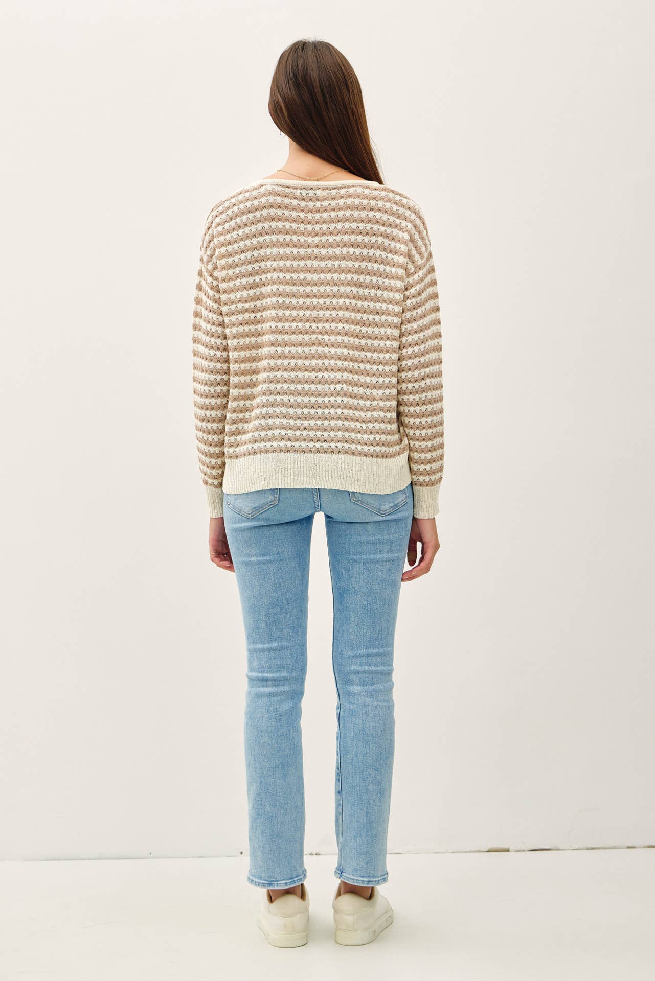 Striped Crochet Knit Sweater