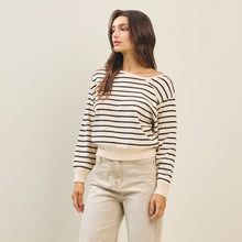 Load image into Gallery viewer, Asymmetric Neckline Striped Sweater
