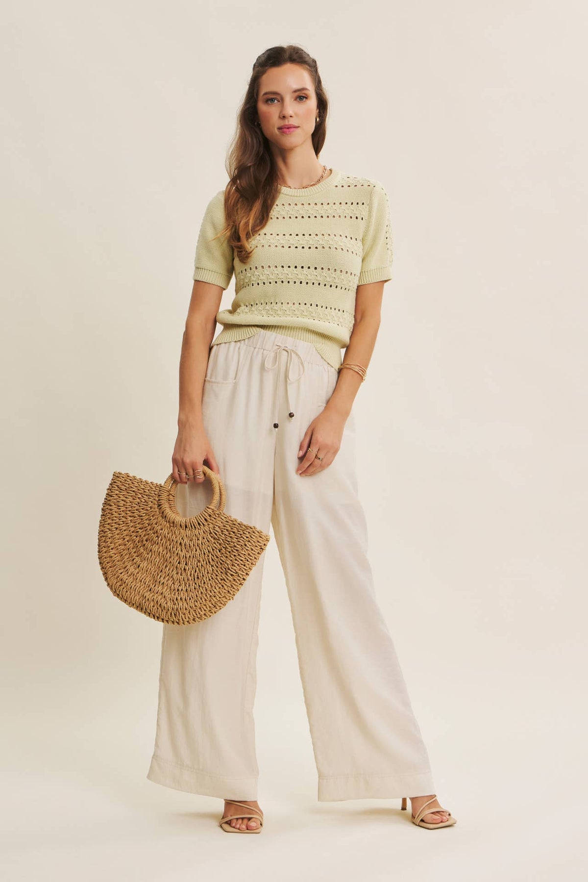 Pointelle Cotton Sweater Top