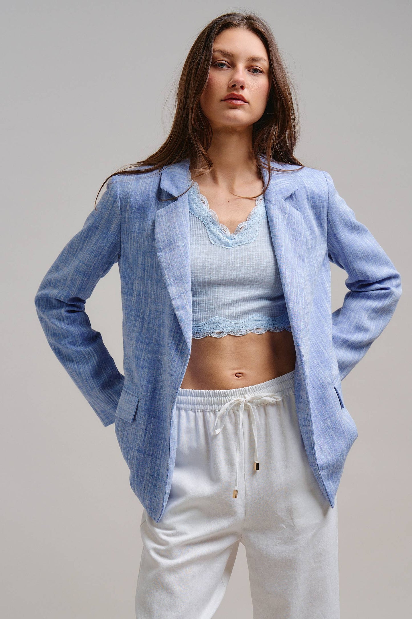Linen Blend Slouchy Blazer