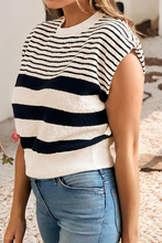 Load image into Gallery viewer, Wide Shoulder Striped Sleeveless Knit Top
