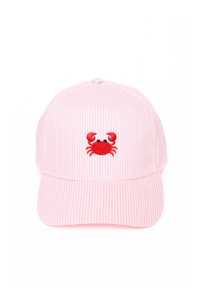 Crab Embroidered Stripe Hat
