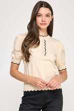 Load image into Gallery viewer, Scalloped Trim Short Sleeve Sweater Top
