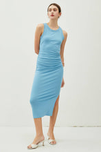 Load image into Gallery viewer, Ribbed Ruched Sides Tank Midi Dress
