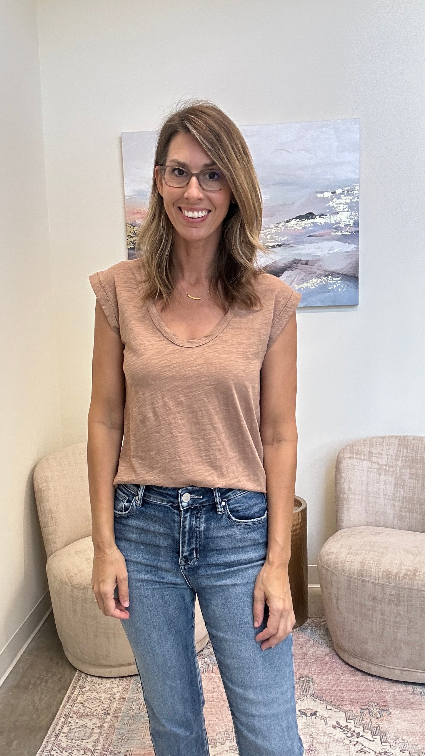 Slub Knit Sleeveless Cotton Top