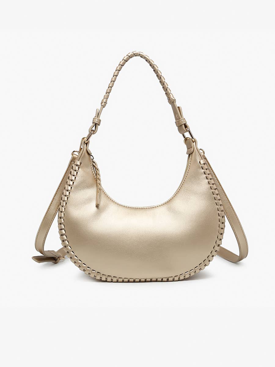 Aria Whipstitch Crescent Shoulder Bag