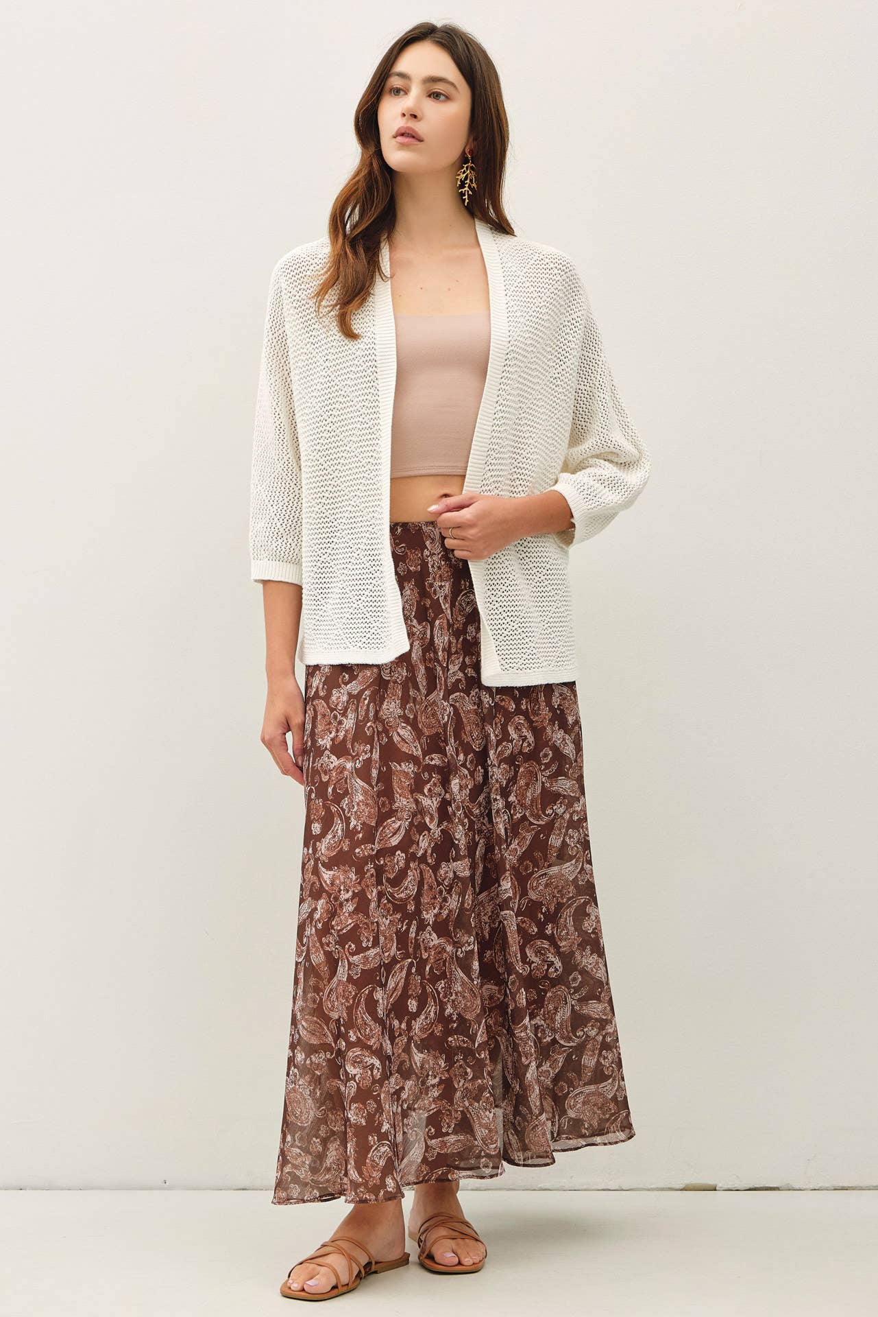 Diamond Knit Open Front Cardigan