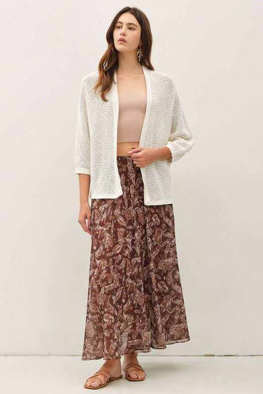 Diamond Knit Open Front Cardigan