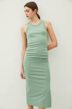 Load image into Gallery viewer, Ribbed Ruched Sides Tank Midi Dress
