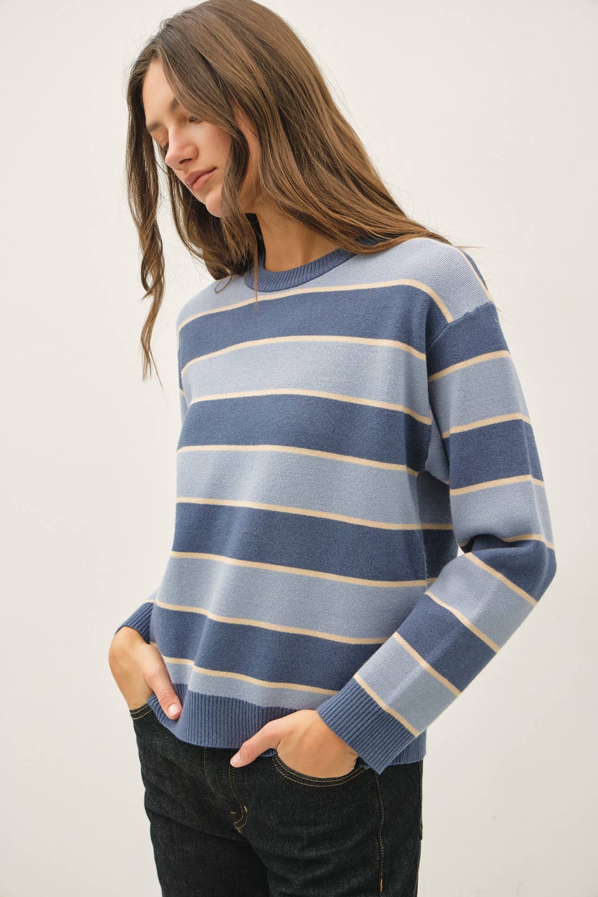 Boxy Fit Multi Striped Sweater