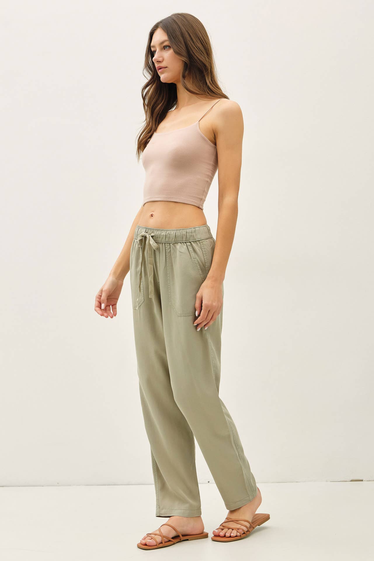 Slim Fit Tencel Ankle Pants